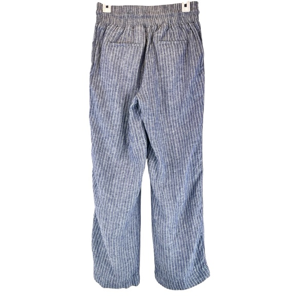 Quince European Linen Wide Leg Pull-On Pants Ankle Chambray Striped Sz S - Picture 5 of 11